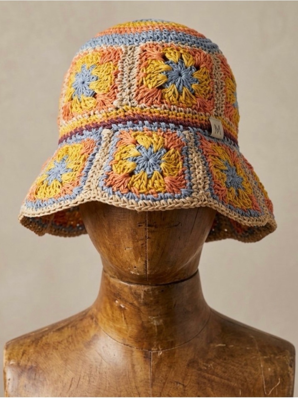 Peter Grimm Crochet Bucket Hat - country core 100% paper Crotched
